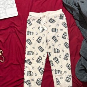 Cozy Cream Pajama Pants with Love Print